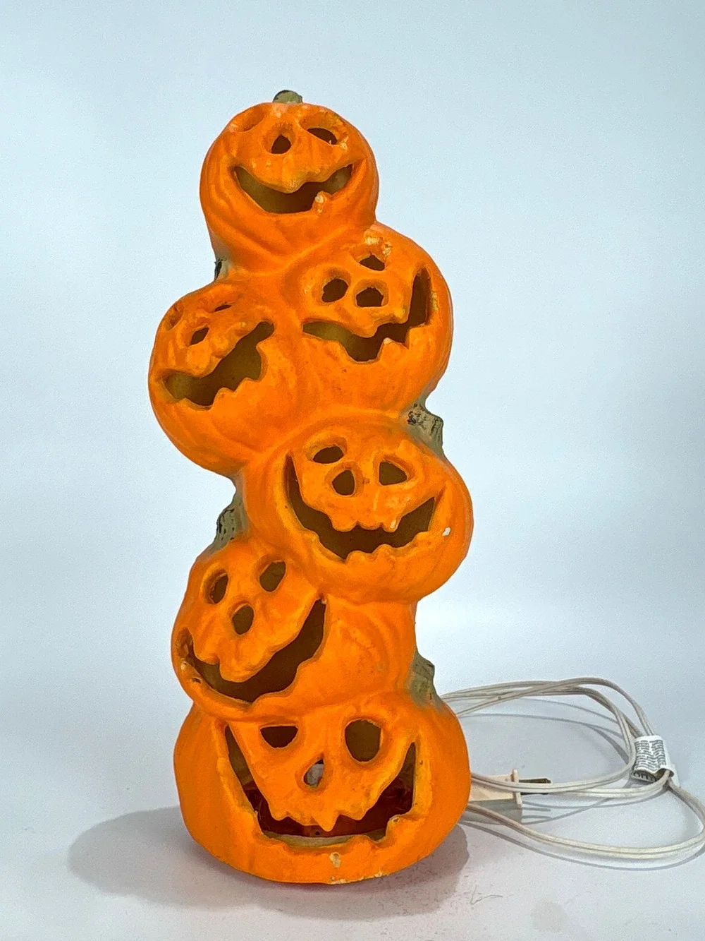Gemmy Lighted Halloween Stacked Pumpkin Totem Foam Mold 15